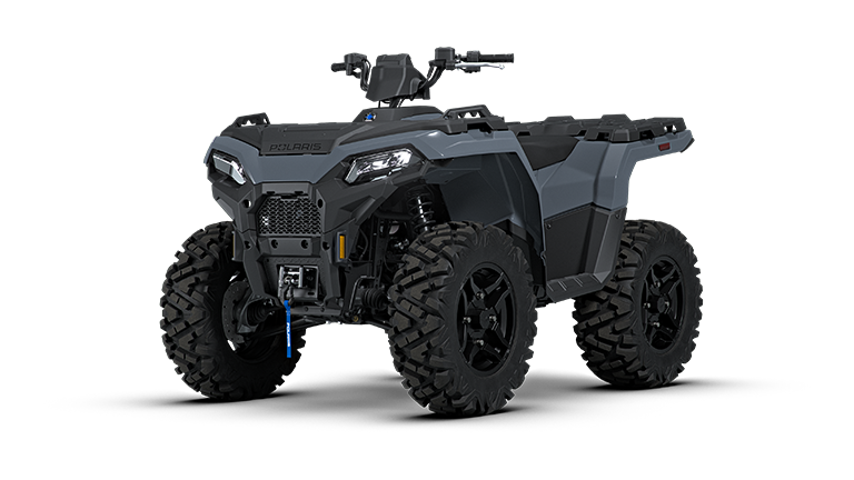 Polaris Sportsman 500 2027, vue trois-quarts avant en Stealth Gray